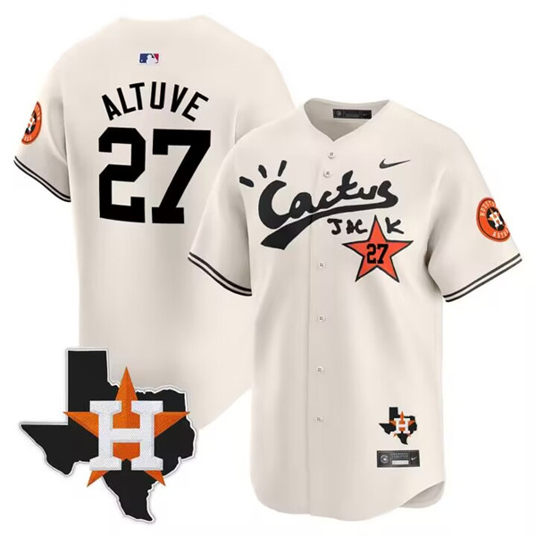 Men's Houston Astros #27 Jose Altuve Cream Cactus Jack Vapor Premier Limited Stitched Baseball Jersey